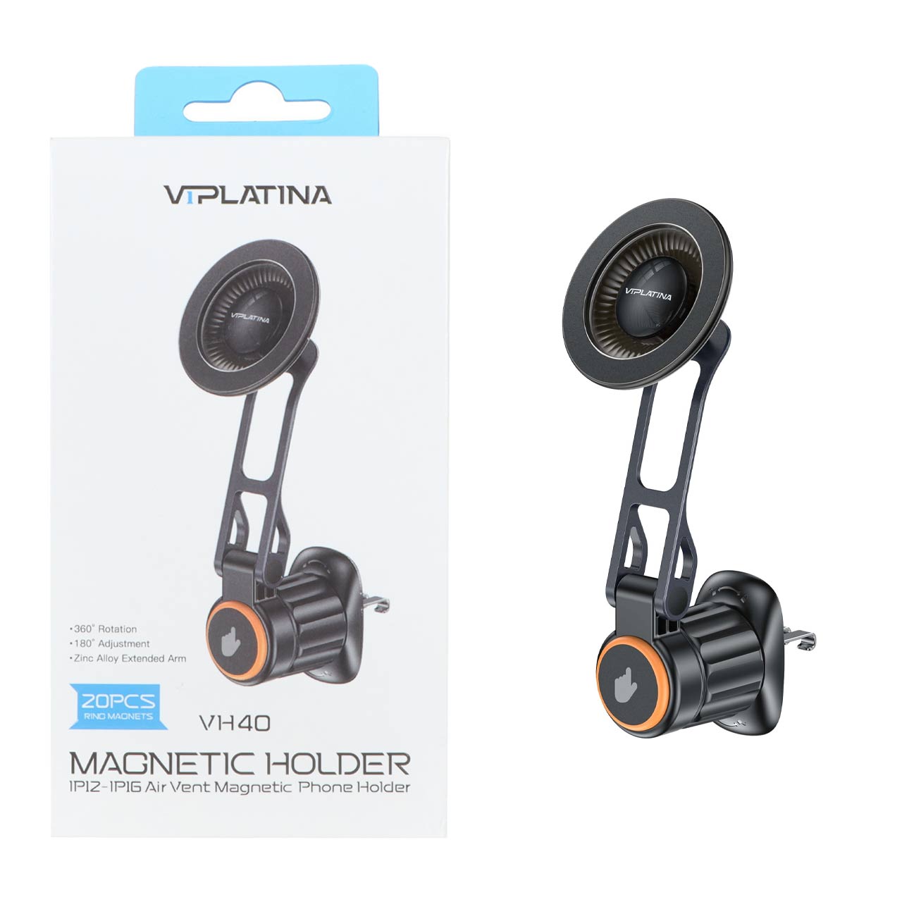 هولدر گوشی موبایل مگنتی دریچه کولری VIPLATINA مدل VH40 - مشکی